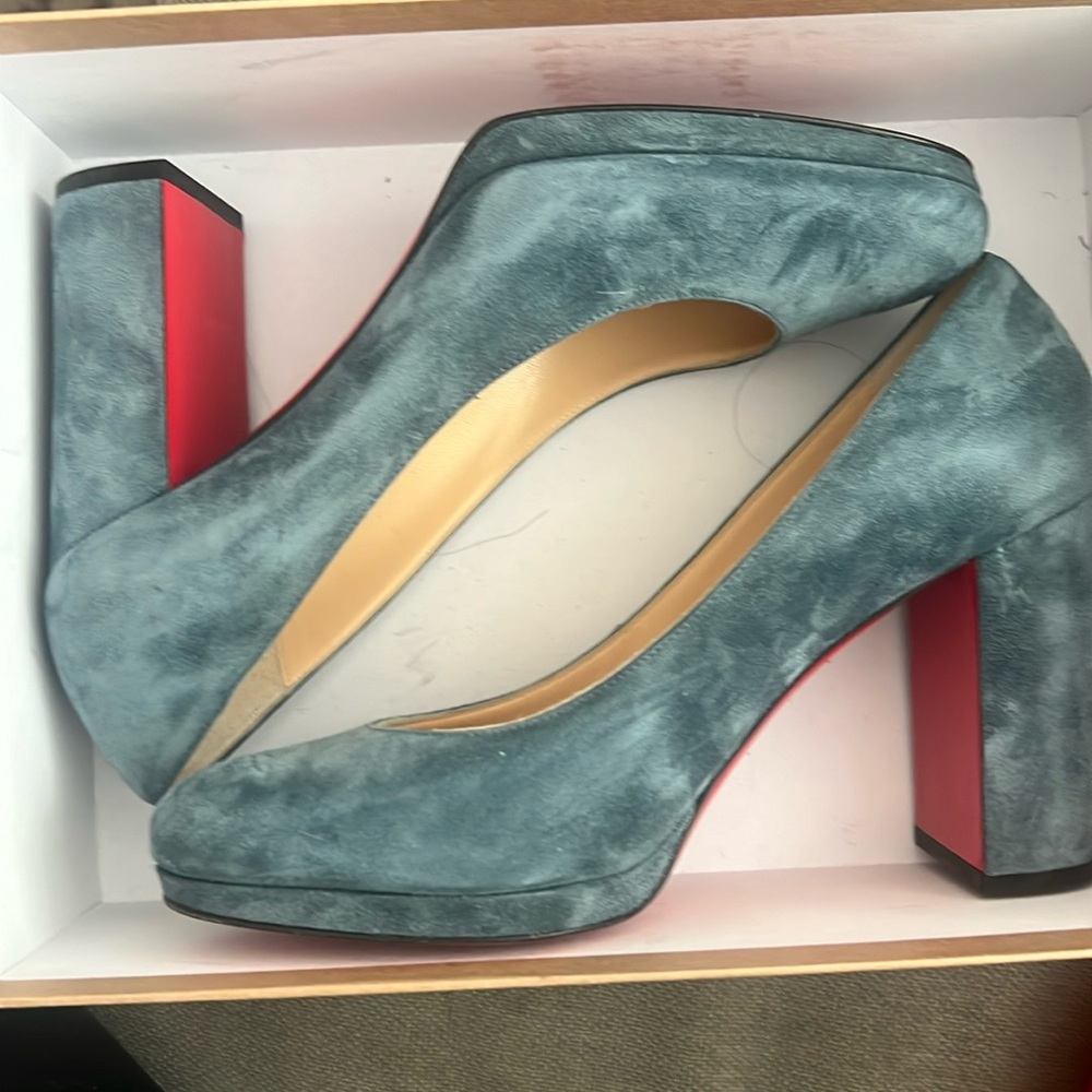 Christian Louboutin Block Heels- Blue